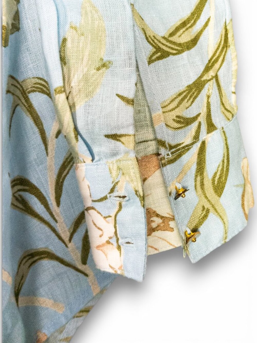 Joie 100% Linen Floral Button Down Shirt Blue Pink Like New Sz M - Picture 5 of 6